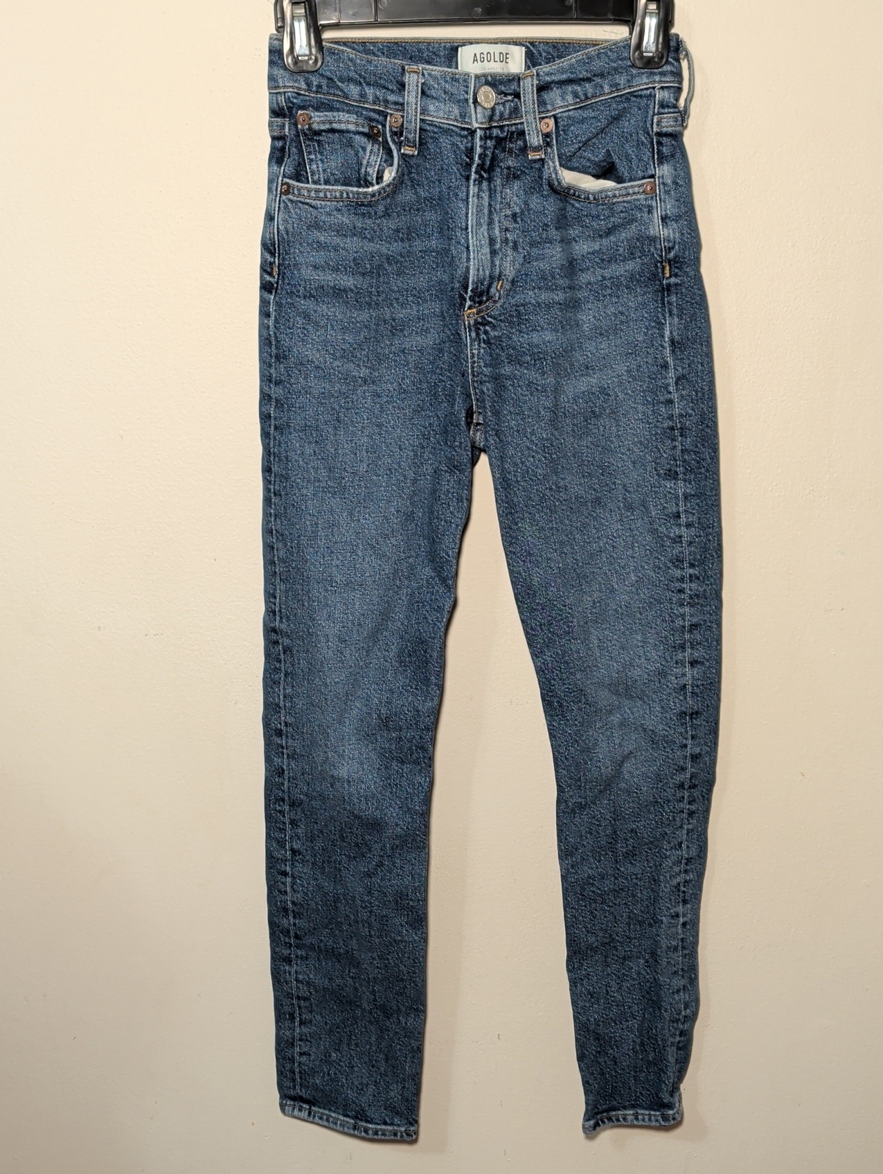 Agolde Riley High Rise Straight Crop Jeans Medium Wash Cotton Women's Size 23